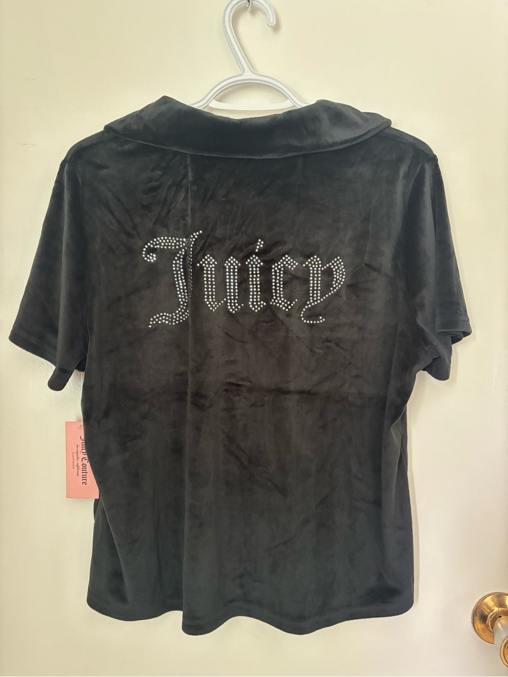 Juicy Couture Black Velour Set with Rhinestone 'Juicy' Logo
